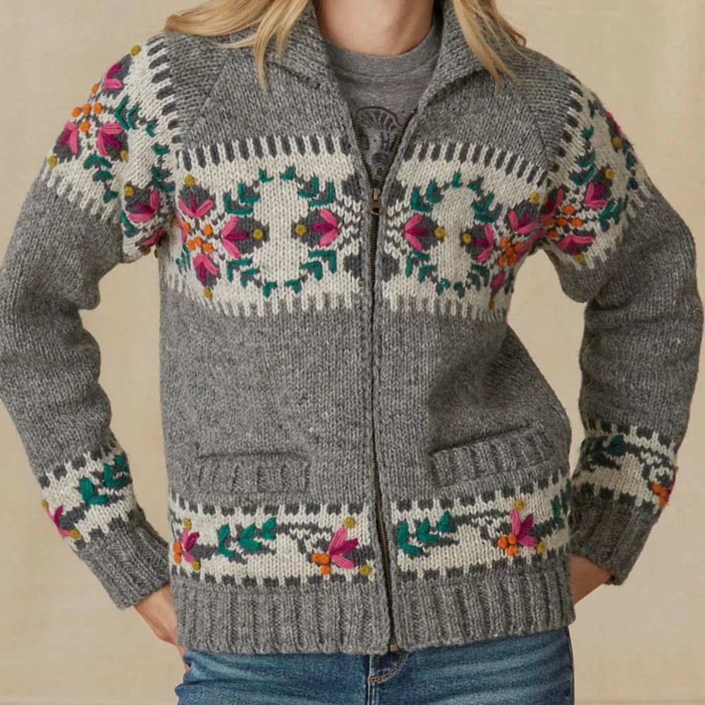 Lost Horizons “Flower Trail” wool cardigan. Sundance. NWOT